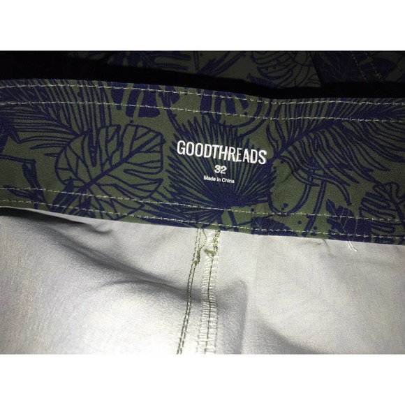 Men’s GOODTHREADS Board Shorts 32 Waist, Swim Trunks, Tropical Leaf Print - Picture 10 of 14